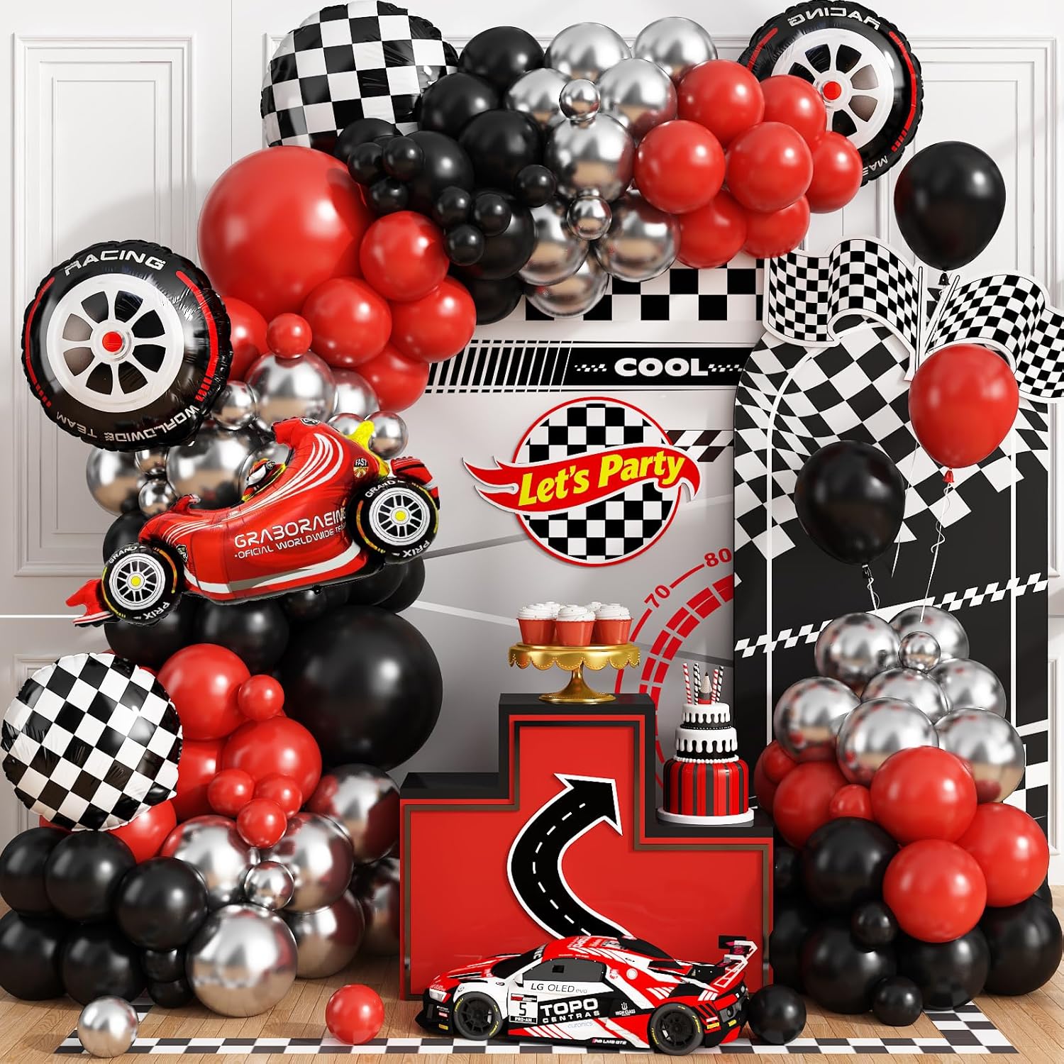 Lighting Mcqueen Birthday Decor - Kit de Arco de Globos con