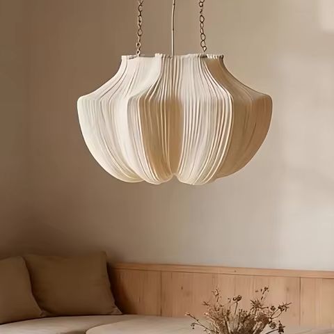 Japanese Lighting Decor - Lámparas Colgantes LED de Tela Plegada