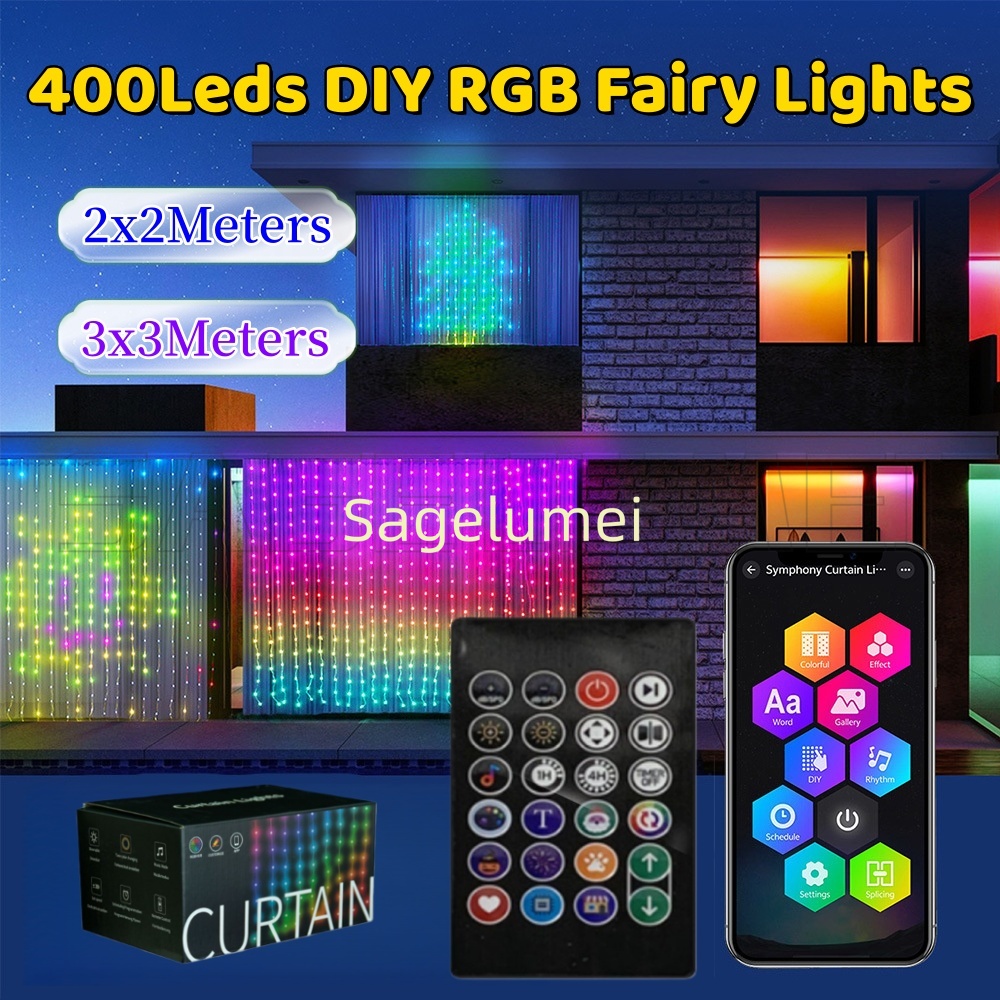 Fairy Light Curtain - Guirnalda de luces LED de 400LED,