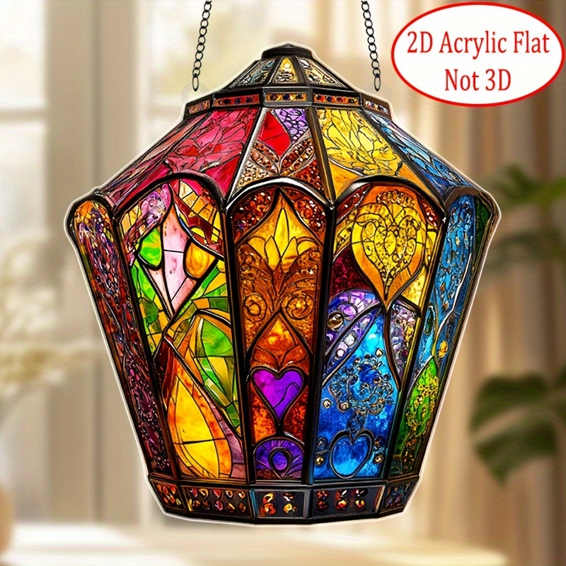 Unique Lighting Decor - Linterna de estilo bohemio, atrapasueños acrílico
