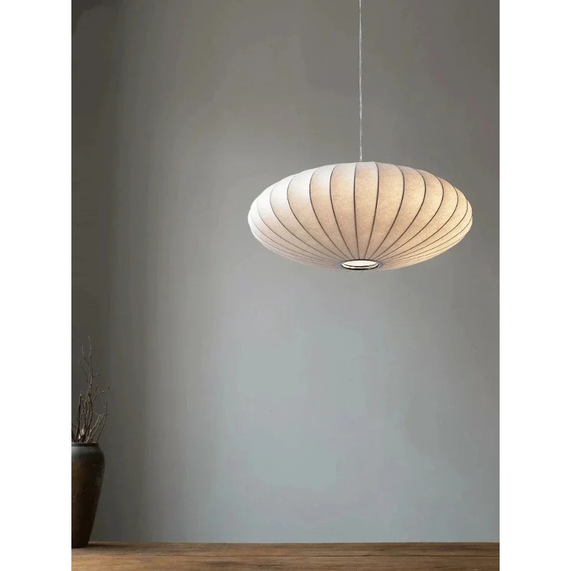 Japanese Lighting Decor - Lámpara Colgante de Seda Hecha a