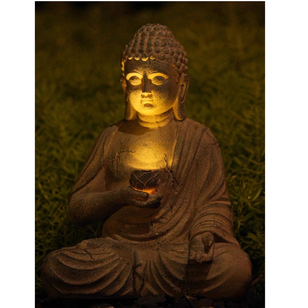 Estatua de Buda Solar de resin - Japanese Lighting Decor reseña y precio