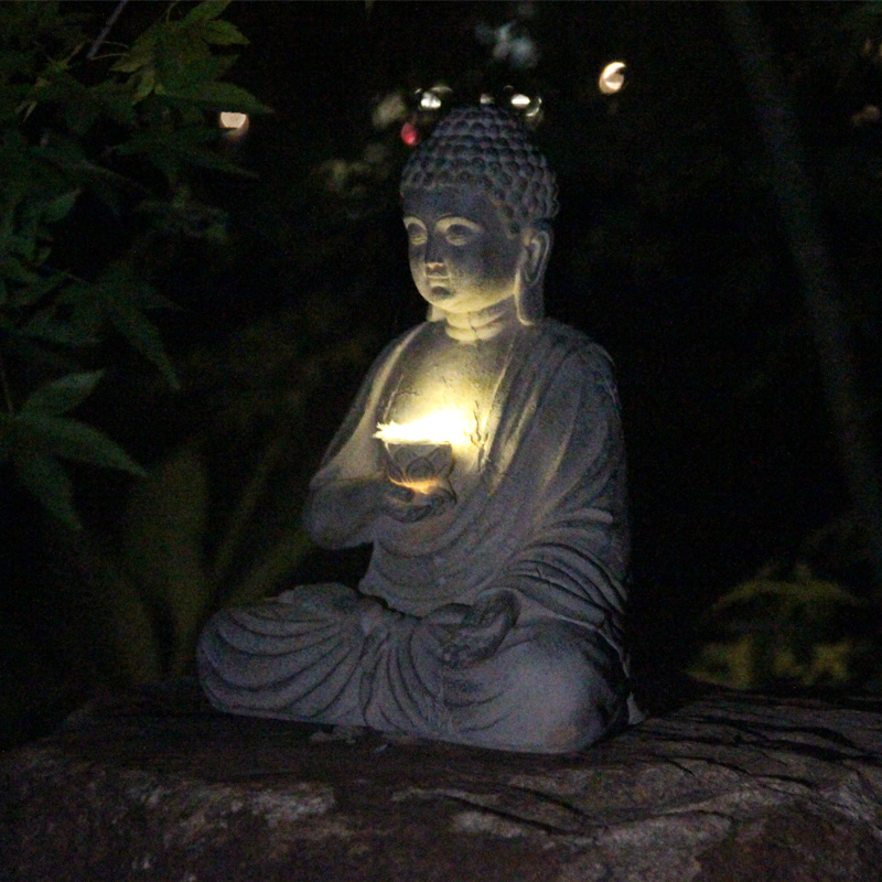 Estatua de Buda Solar de resin - Japanese Lighting Decor reseña y precio