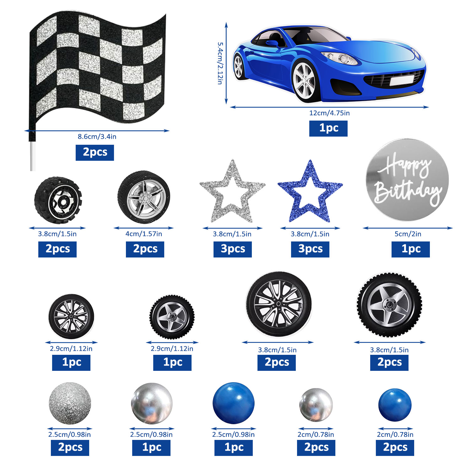 28 Uds rueda de carreras azul  - Lighting Mcqueen Birthday Decor reseña y precio
