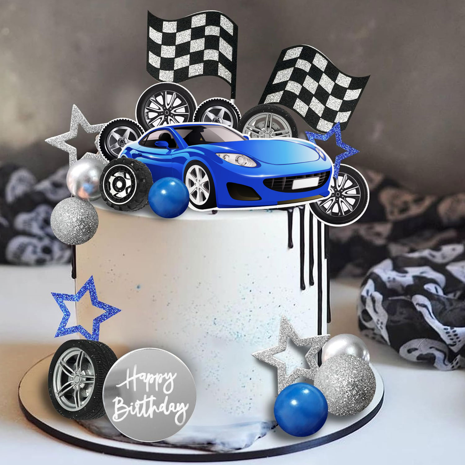28 Uds rueda de carreras azul  - Lighting Mcqueen Birthday Decor reseña y precio
