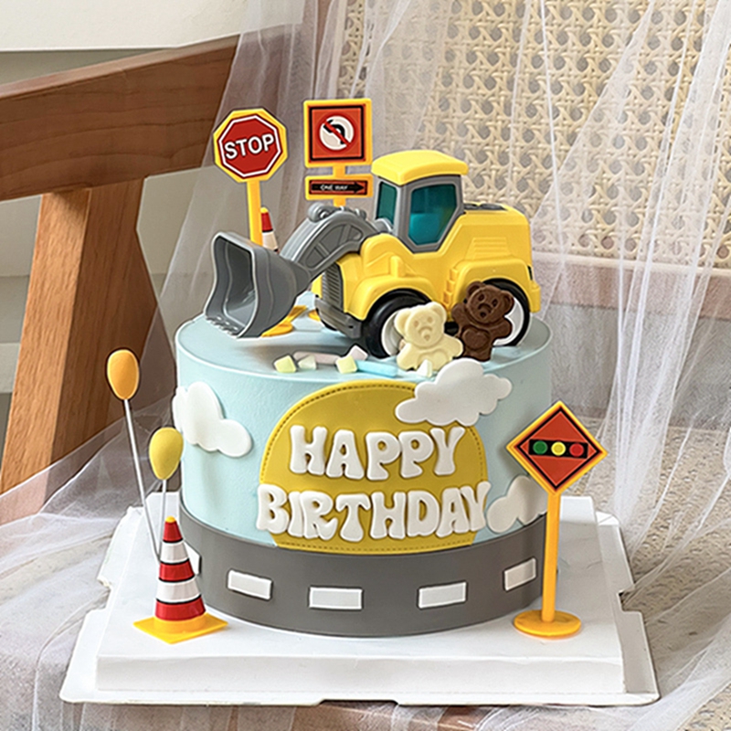 Adornos para tarta de construc - Lighting Mcqueen Birthday Decor reseña y precio