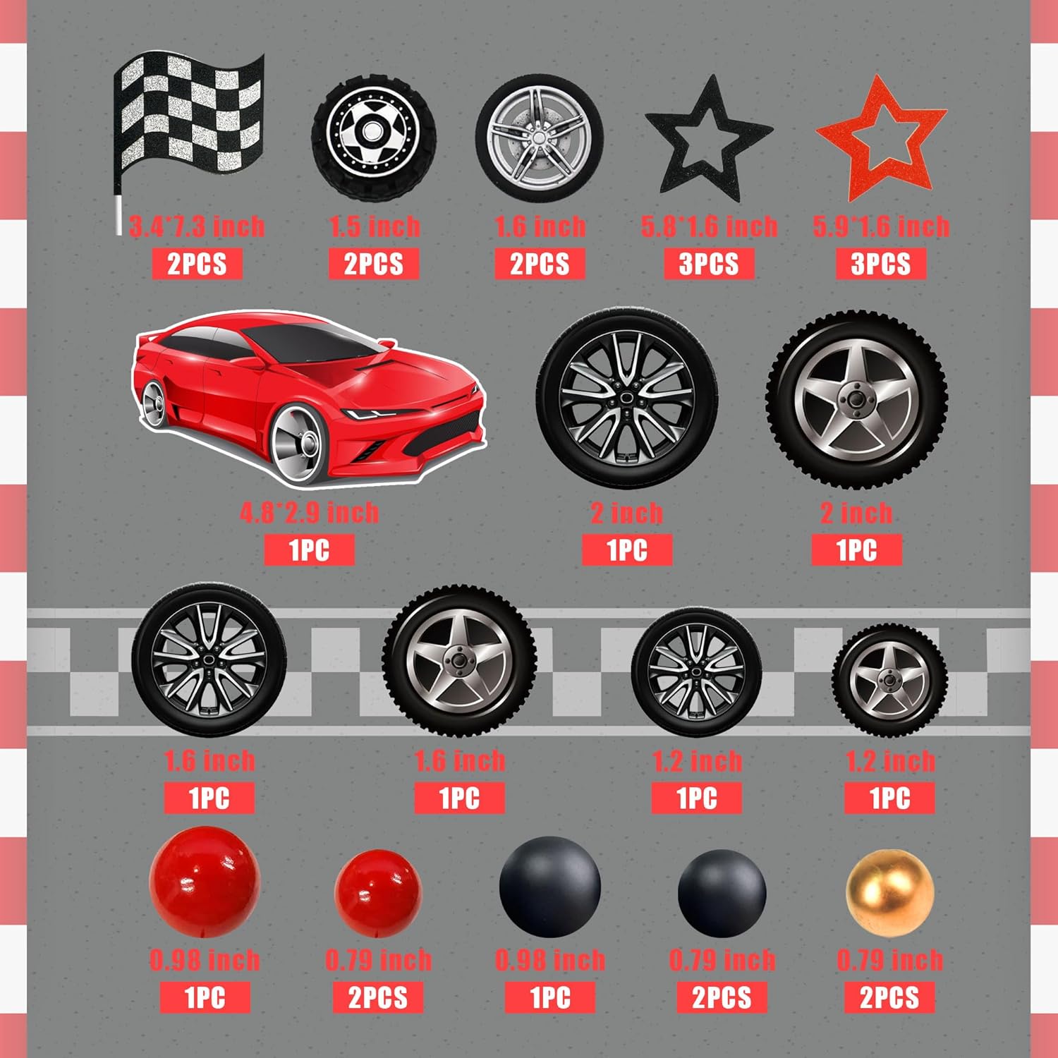 27 Uds rueda de carreras paste - Lighting Mcqueen Birthday Decor reseña y precio