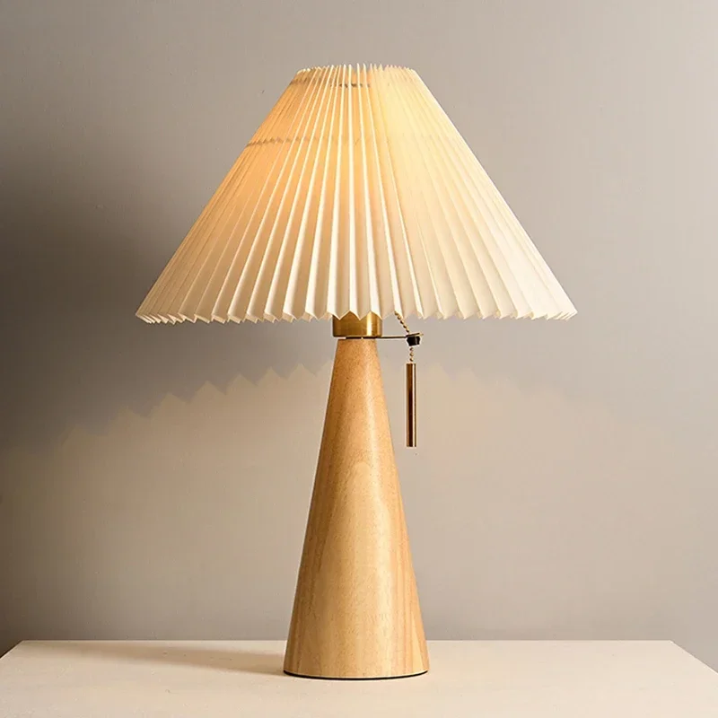 Lámpara de mesa plisada retro, - Lighting Table Decor reseña y precio